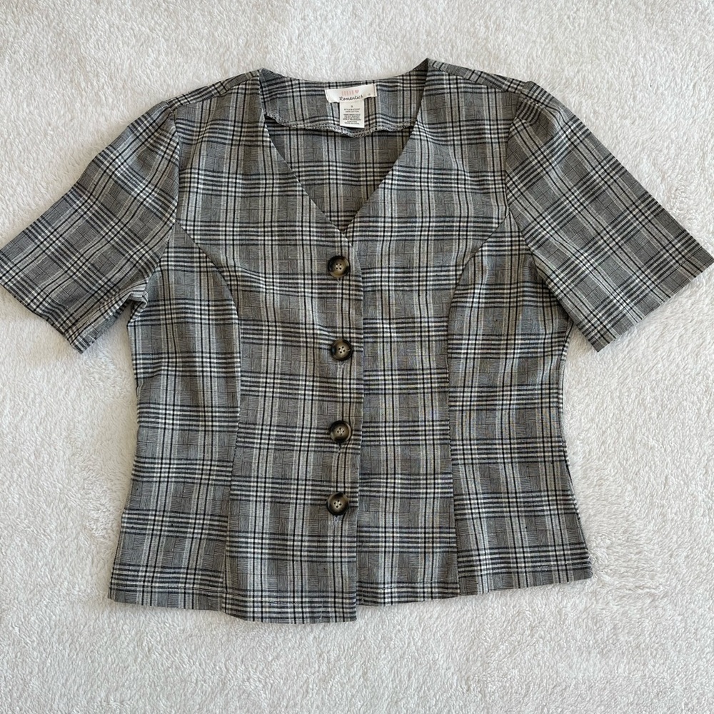Checkered Button Up Blouse